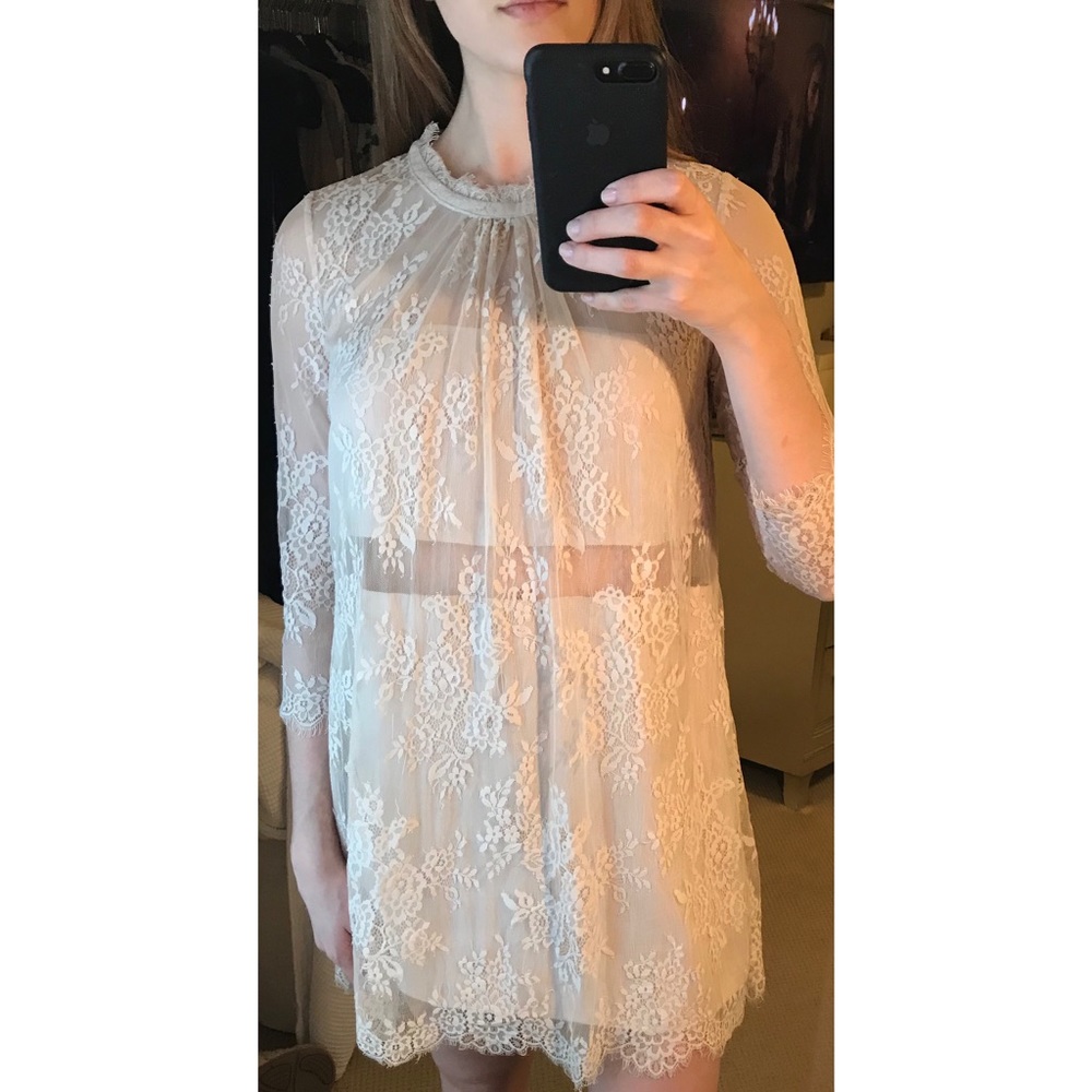 Blush Lace Mini Dress with Separate Detail
